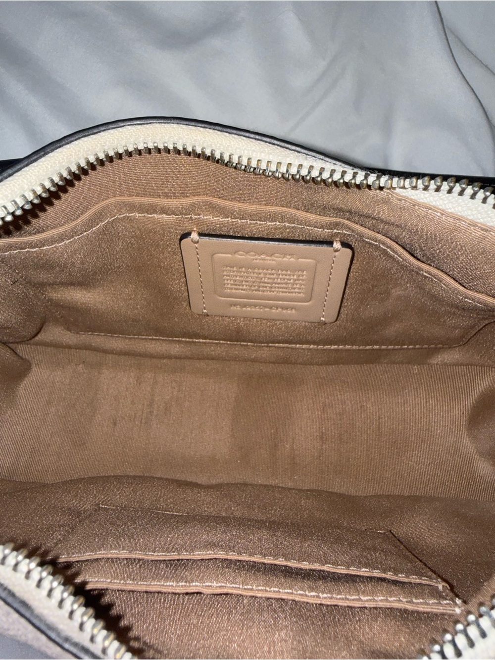 Authentic Coach Cream Pebbled Leather Mini Shoulder Bag with Black Trim - Picture 6 of 7
